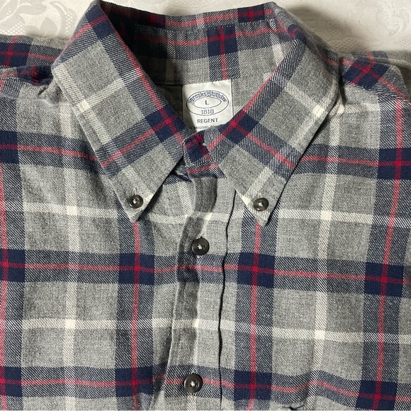 Brooks Brothers Other - Brooks Brothers 1818 Flannel Shirt Mens Large Red Blue Plaid Casual Button Down